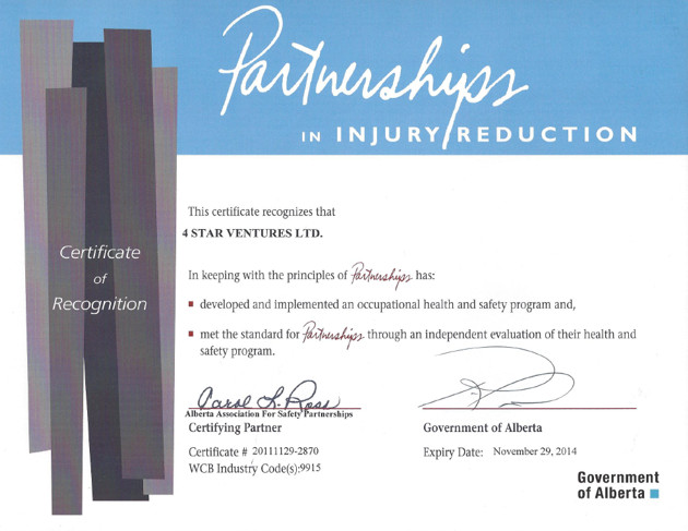 COR 2014 Certificate - Alberta